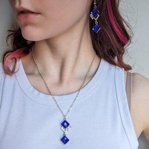 Royal blue rhinestone jewelry set